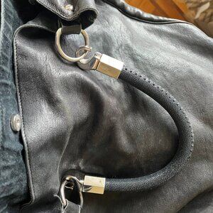 Gorgeous YSL Oversized Hobo In Black Leather with Silver Details